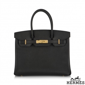 Herms Birkin 30 Black Veau Epsom GHW